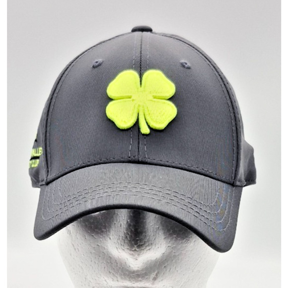 Black Clover Live Lucky Hat Cap Gray Yellow Logo Fitted L/XL Golf Club Wear - Picture 1 of 12
